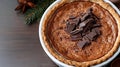 A chocolate pie with chocolate chips on top of it Royalty Free Stock Photo