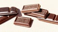 Chocolate Pieces Arranged in a Diagonal Pattern on a Light Surface for Artistic Display Royalty Free Stock Photo