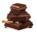Chocolate pieces 3d realistic vector icon Royalty Free Stock Photo