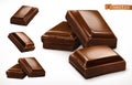 Chocolate pieces. 3d realistic vector icon Royalty Free Stock Photo