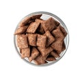 Chocolate Pillows for Breakfast, Choco Cereal Pads, Corn Flakes Royalty Free Stock Photo