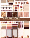 Chocolate planner stickers collection with cute sweet elements. Weekly planner with cute illustration dessert theme graphic for