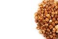 Chocolate popcorn isolated and space for text Royalty Free Stock Photo