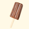 Chocolate popsicle on the sticks, frozen juice. Bright color, summer mood. Ice cream, freshness, Isolate, on a yellow background Royalty Free Stock Photo