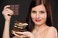 Chocolate - portrait healthy woman enjoy sweets