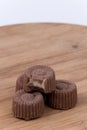 Chocolate praline cookies on the wooden board