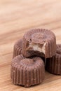 Chocolate praline cookies on the wooden board