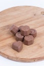 Chocolate praline cookies on the wooden board