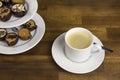 Chocolate pralines and espresso Royalty Free Stock Photo