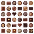 Chocolate pralines candies icon collection - vector color illustration