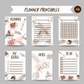 Chocolate Printables cacao sketch planner. Cocoa organizer. Design for restaurant, shop, confectionery.Notes for bar