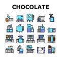 Chocolate Production Collection Icons Set Vector