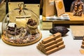 Chocolate products on display in a French supermarket. Paris, Fr