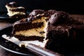 Chocolate Profiterole Cake on Black Plate