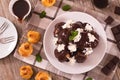 Chocolate profiteroles. Royalty Free Stock Photo
