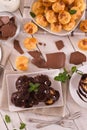 Chocolate profiteroles. Royalty Free Stock Photo
