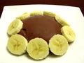 Chocolate pudding with banana slices