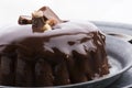 Chocolate pudding with chocolate dressing Royalty Free Stock Photo