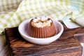 Chocolate pudding with cocos and bananas Royalty Free Stock Photo