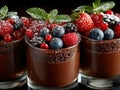 Chocolate pudding topped with a medley of fresh fruits Royalty Free Stock Photo