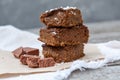 Chocolate pumpkin brownies with slices of chocolate