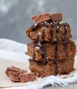 Chocolate pumpkin brownies with slices of chocolate