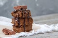 Chocolate pumpkin brownies with slices of chocolate