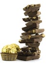 Chocolate pyramid and two gold balls