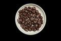 Chocolate raisins in bowl Royalty Free Stock Photo