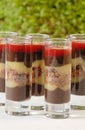 Chocolate raspberry dessert glasses Royalty Free Stock Photo