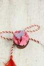 Chocolate and raspberry mini cupcake Royalty Free Stock Photo