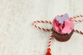 Chocolate and raspberry mini cupcake Royalty Free Stock Photo