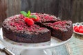 Chocolate and raspberry torte Royalty Free Stock Photo