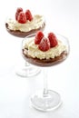 Chocolate raspberry whipped cream dessert Royalty Free Stock Photo