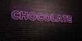 CHOCOLATE -Realistic Neon Sign on Brick Wall background - 3D rendered royalty free stock image