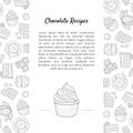 Chocolate Recipes Natural Chocolate Banner Template with Hand Drawn Pattern and Place for Text, Design Element Can Be Royalty Free Stock Photo