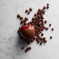 Chocolate on red apple fruit Royalty Free Stock Photo