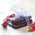 Chocolate and red pepper Royalty Free Stock Photo