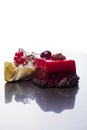 Chocolate, redcurrant and cherry cakes Royalty Free Stock Photo