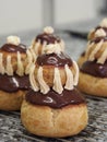 French chocolate cream puffs (religieuse) Royalty Free Stock Photo