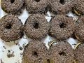 Chocolate rice or chocolate sprinkle doughnuts