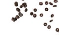 Chocolate rings cereal spill out into a bowl. Breakfast Royalty Free Stock Photo