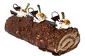 Chocolate roll with nuts.