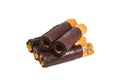Chocolate rolled wafers Royalty Free Stock Photo