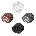 Chocolate roulade icon in cartoon,black style isolated on white background. Chocolate desserts symbol stock vector Royalty Free Stock Photo