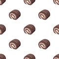 Chocolate roulade icon in cartoon style isolated on white background. Chocolate desserts symbol stock vector