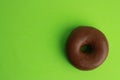 Chocolate round biscuit on a green background