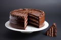 Chocolate round cake on a white background