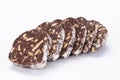 Chocolate salami sliced Royalty Free Stock Photo