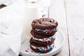 Chocolate sandwich cookies with creamy filling
